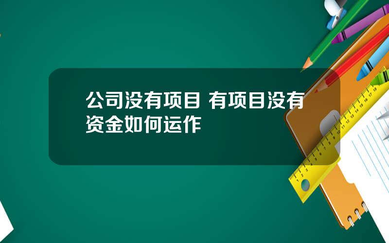 公司没有项目 有项目没有资金如何运作